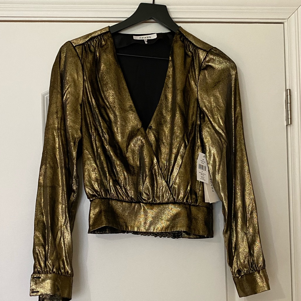 Frame Gold Metallic Blouse Size Xs